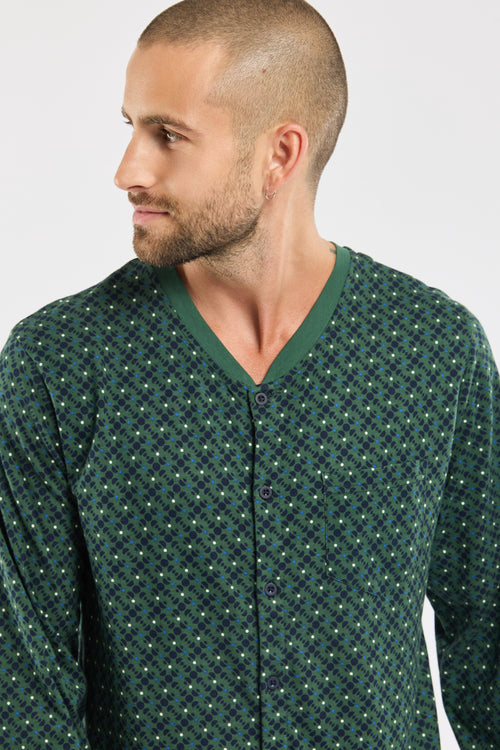 chemise-de-nuit-homme-armor-lux-jersey-coton-boutonn-e-poche-poitrine image 3