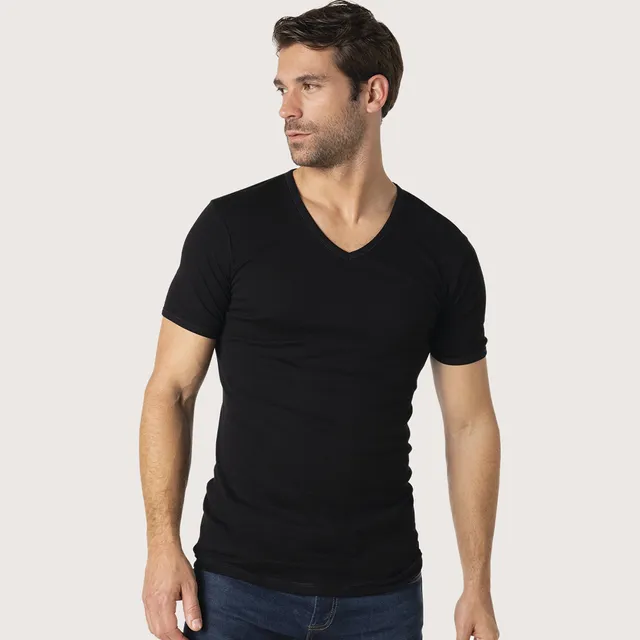 tee-shirt-col-v-318-eminence-homme-pur-coton-premium-noir image 1