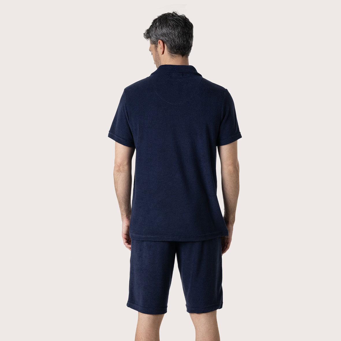 eminence-pyjama-court-homme-ponge-marine-poche-broderie image 4