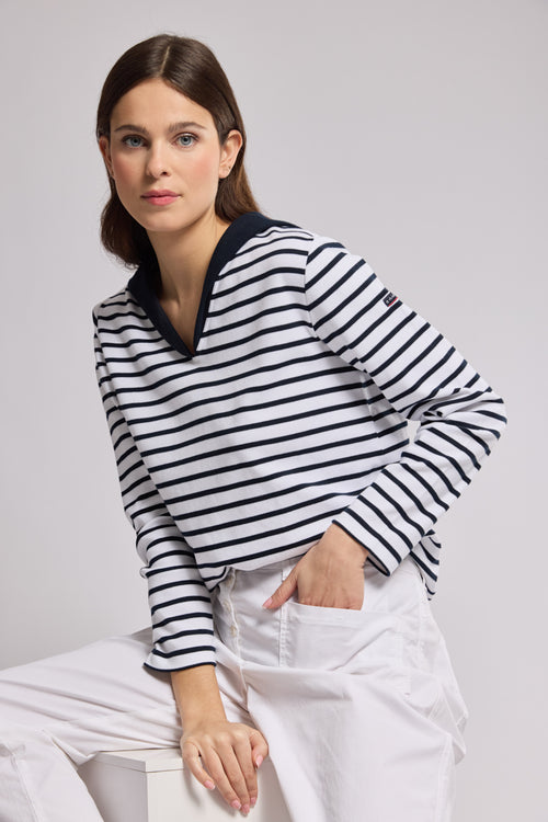 armor-lux-marini-re-femme-col-vareuse-coton-pais-260-g-m image 5