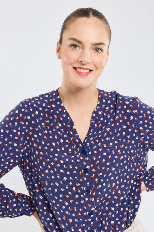 armor-lux-blouse-florale-cupro-manches-longues-col-v image 2