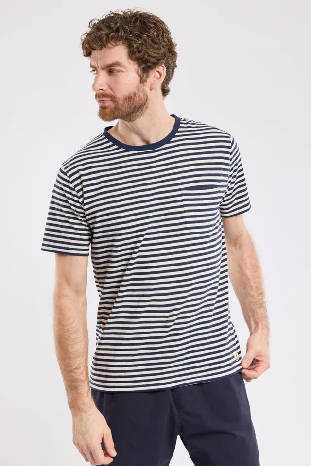 armor-lux-h-ritage-t-shirt-ray-homme-coton-et-lin-manches-courtes-poche-poitrine image 1
