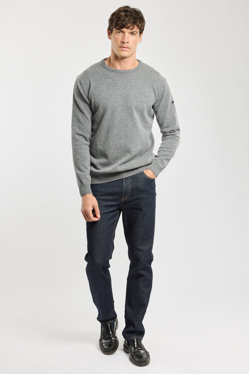 armor-lux-pull-homme-col-rond-100-laine-uni image 4