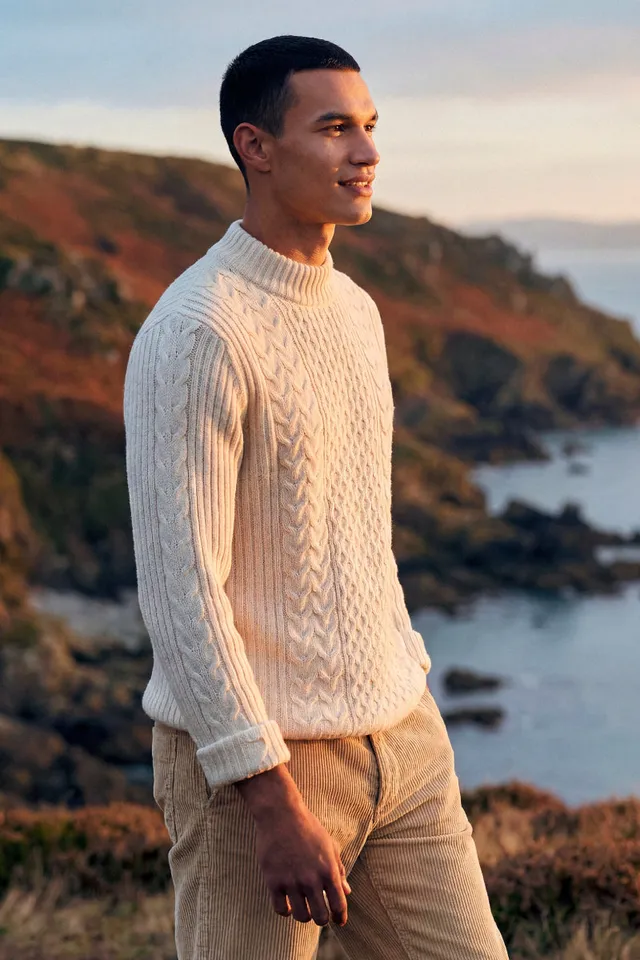 armor-lux-pull-irlandais-homme-col-montant-laine image 1