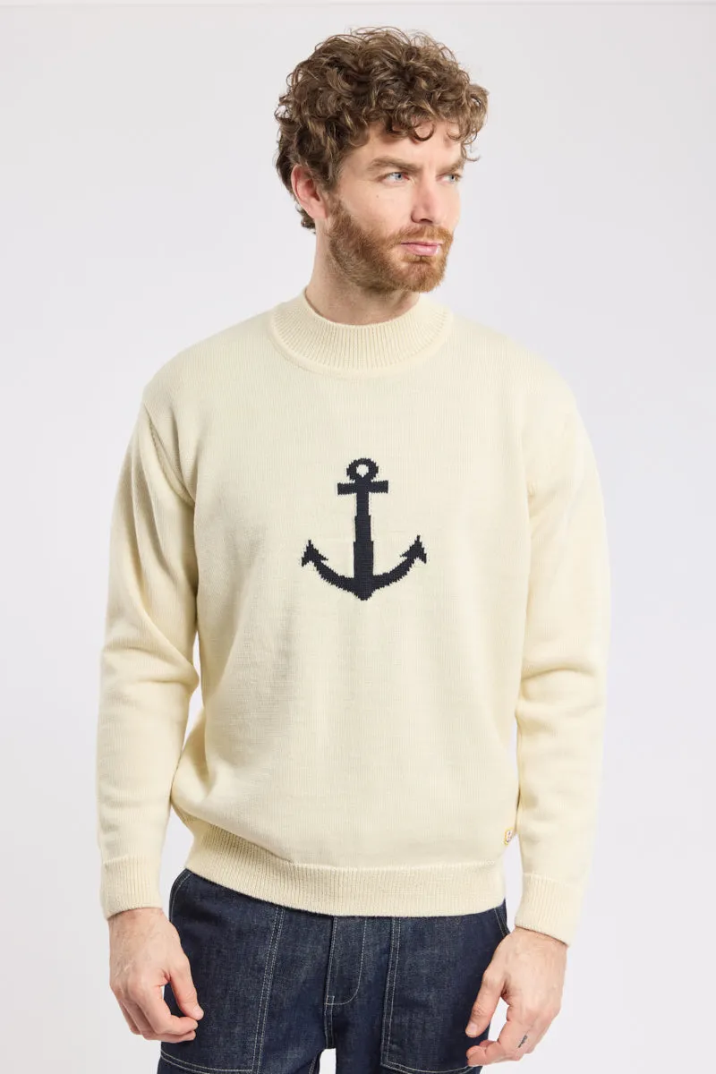 armor-lux-pull-heritage-col-montant-homme-100-laine-ancre image 1