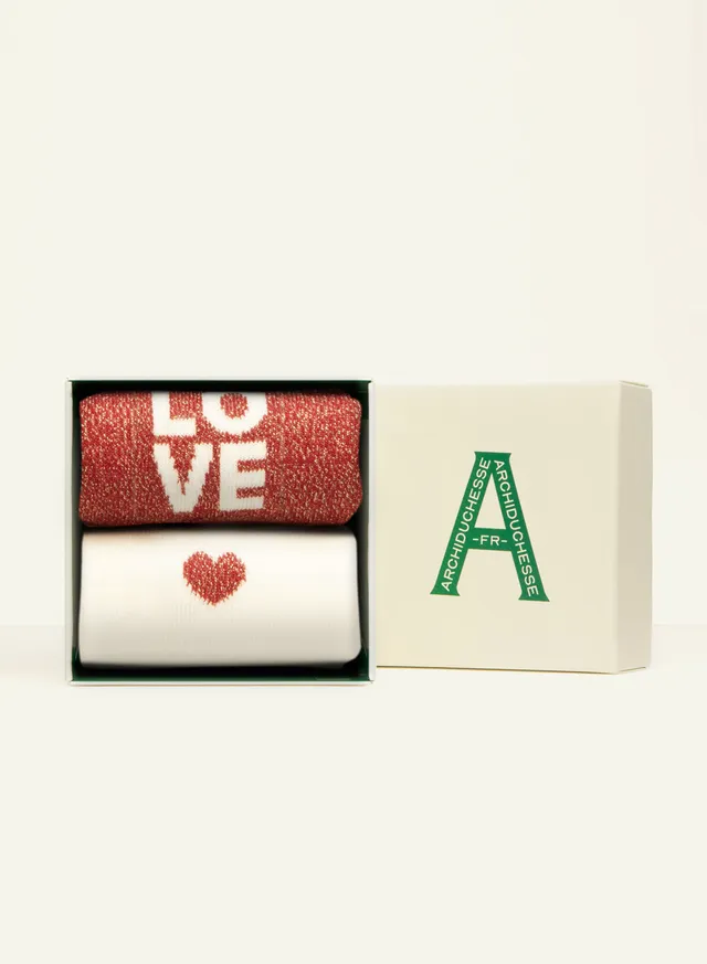 archiduchesse-duo-pair-fect-love-compl-tement-love-coffret-2-chaussettes-courtes image 1