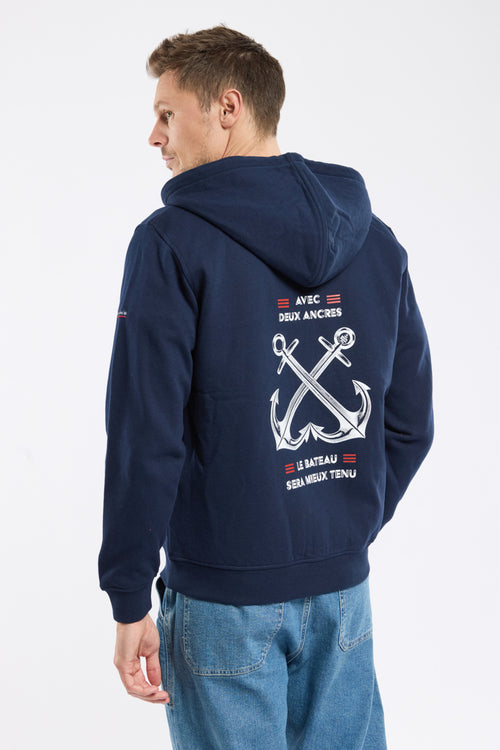 armor-lux-sweatshirt-capuche-zipp-molleton-amb-unisexe image 3