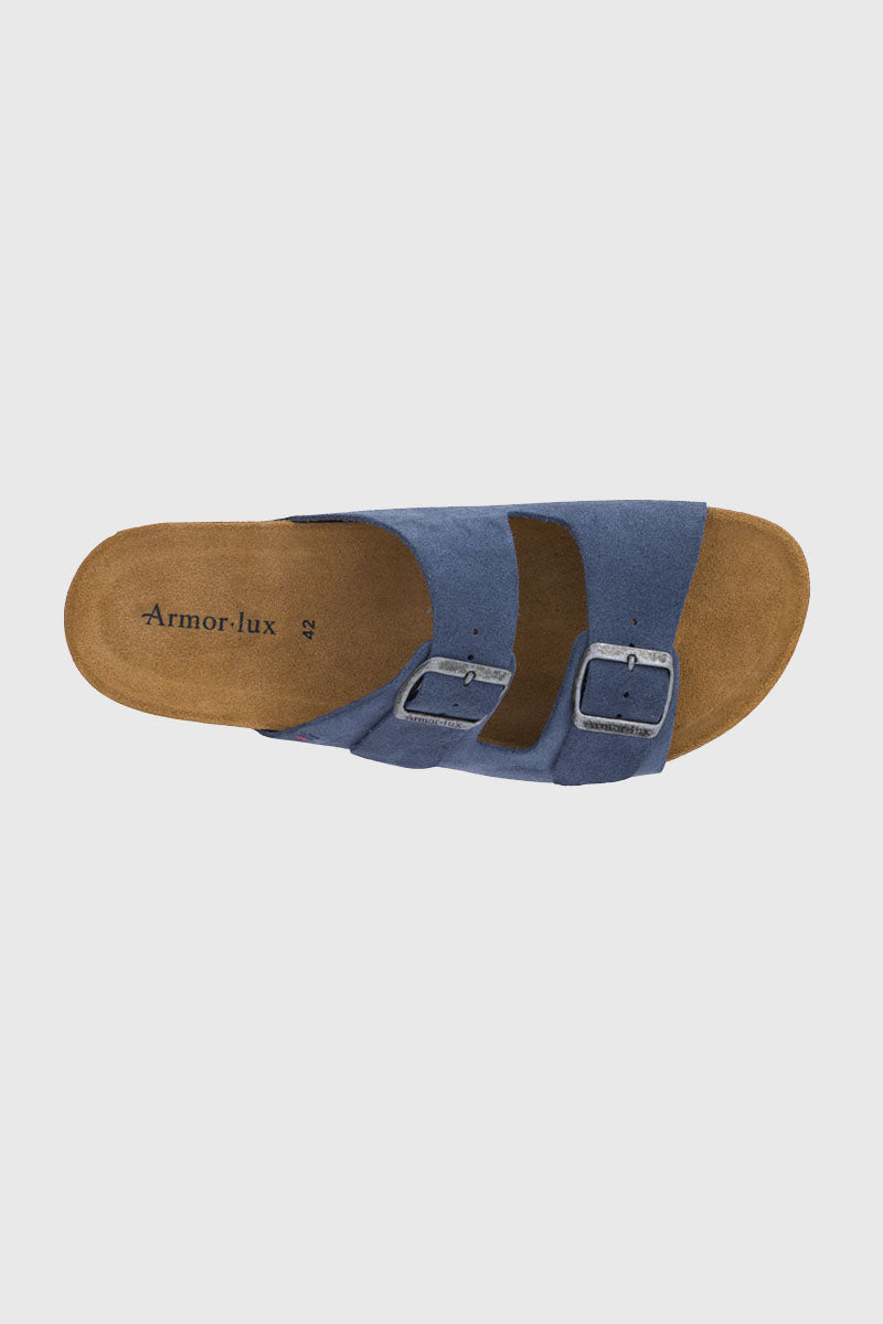 armor-lux-mules-zef-deux-brides-homme-cuir-bleu image 3
