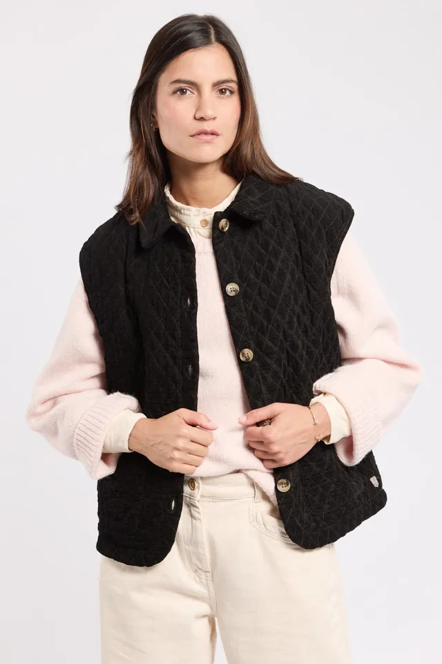 armor-lux-h-ritage-veste-sans-manches-en-velours-matelass-coton-femme image 1