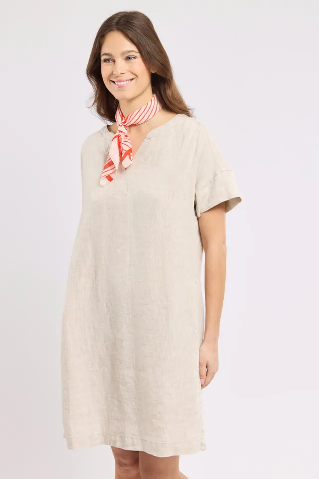 armor-lux-robe-courte-100-lin-col-rond-fente-v image 1