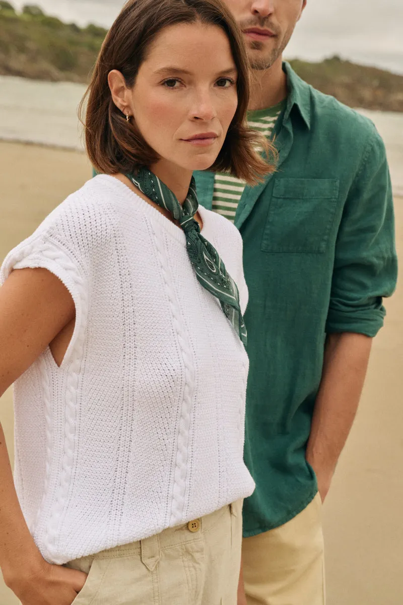 armor-lux-pull-sans-manche-coton-torsades-col-rond image 1