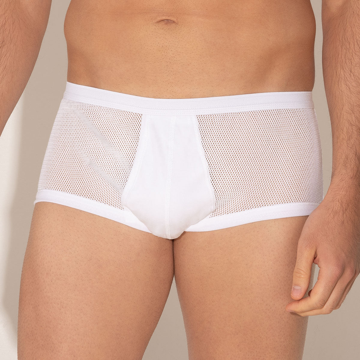 eminence-pur-coton-slip-taille-haute-ouvert-maille-a-r-e-blanc-homme image 2