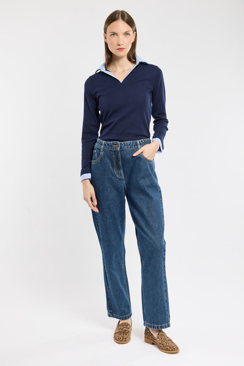 armor-lux-polo-trompe-l-oeil-femme-manches-longues-coton image 3