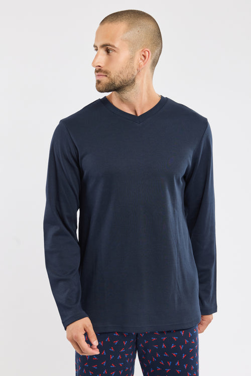 armor-lux-pyjama-col-v-homme-coton image 4