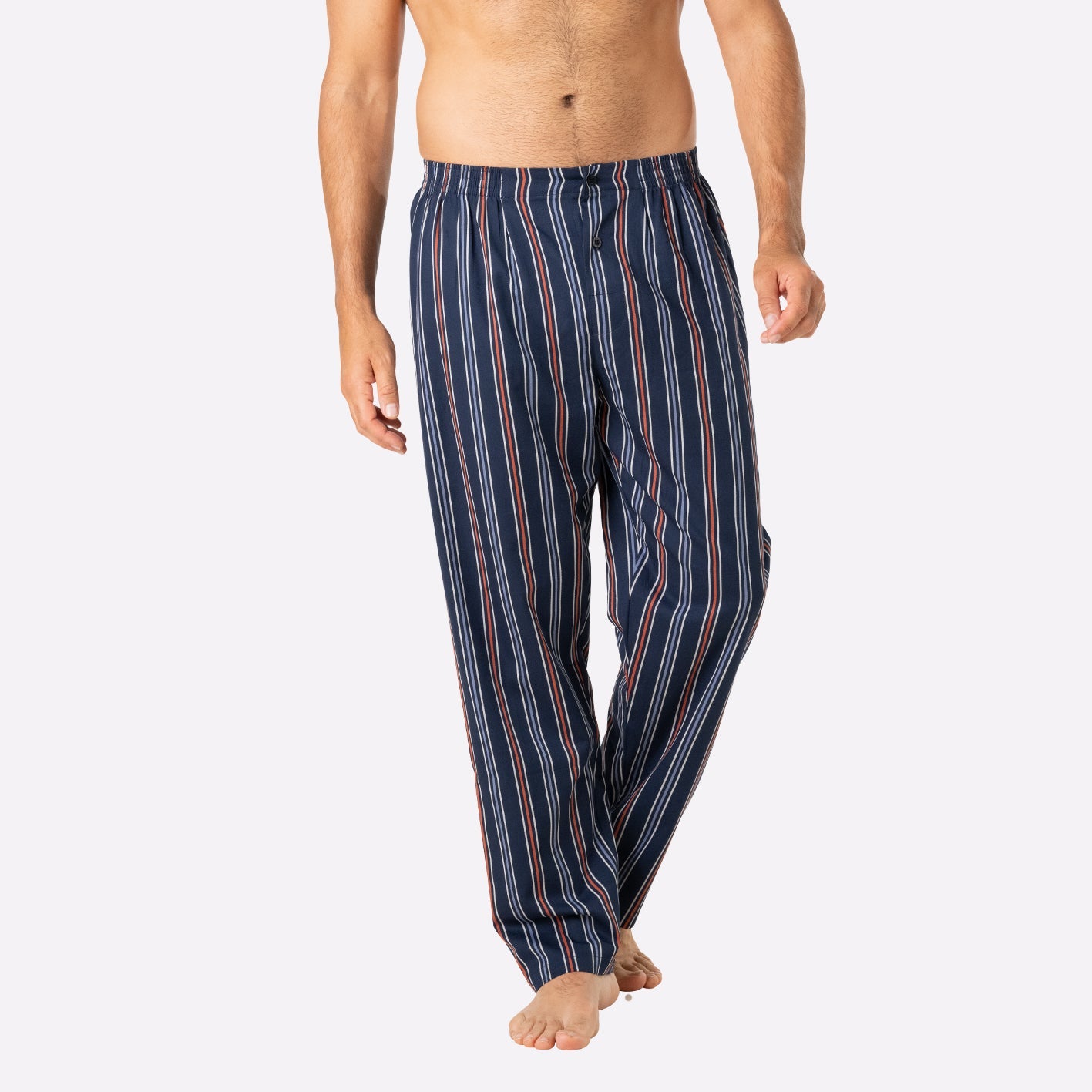 eminence-pyjama-long-ouvert-homme-popeline-lu10-marine-blanc-orange image 4