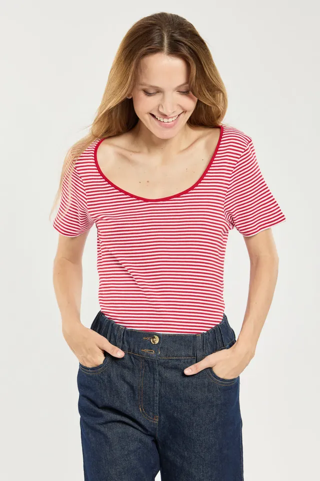 armor-lux-t-shirt-ray-femme-col-rond-coton-biologique image 1