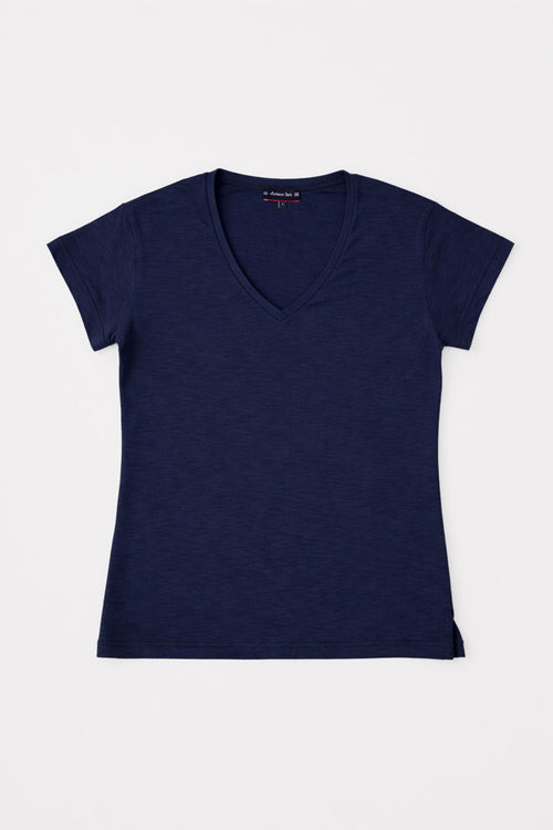armor-lux-t-shirt-col-v-femme-coton-flamm image 2