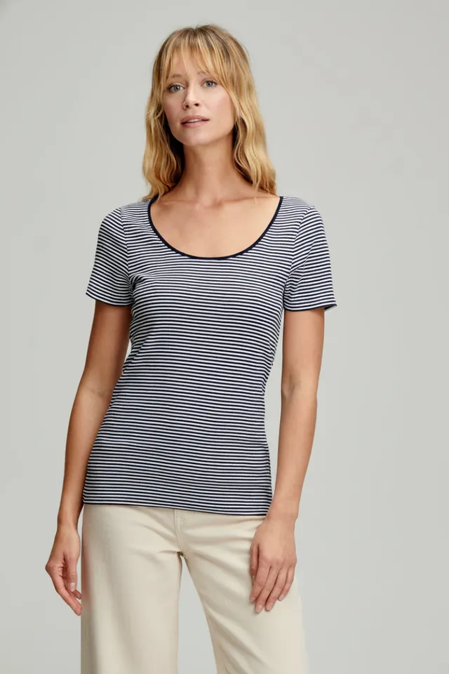 armor-lux-t-shirt-marini-re-femme-col-rond-coton-bio image 1