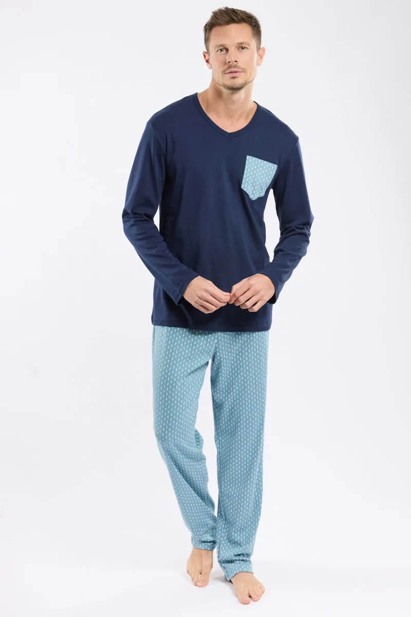 armor-lux-pyjama-homme-micromotifs-coton image 1