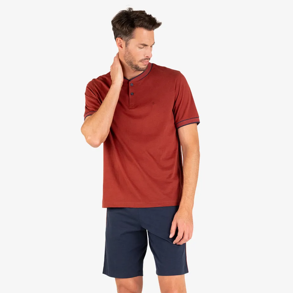 eminence-pyjama-court-col-t-homme-l-cossais-coton-gratt image 1