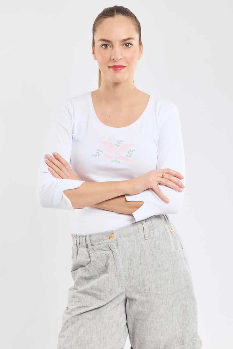 armor-lux-t-shirt-manches-3-4-v-g-taux-coton-l-ger-femme image 4