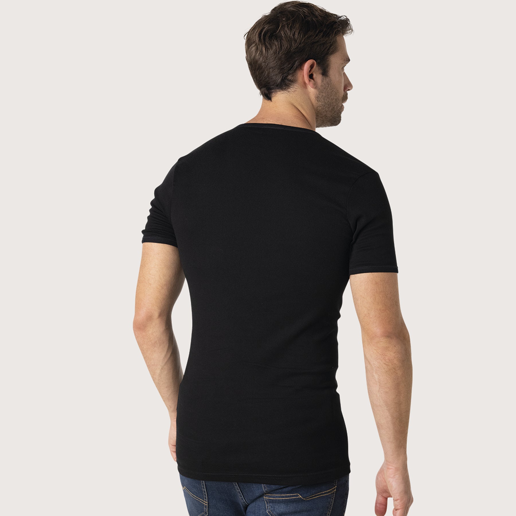 tee-shirt-col-v-318-eminence-homme-pur-coton-premium-noir image 2