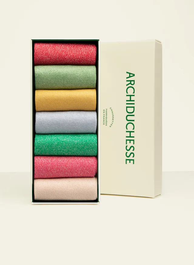 archiduchesse-semainier-paillet-t-chaussettes-femme-coton-lurex image 1
