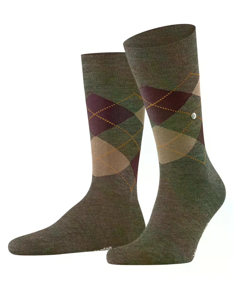 burlington-edinburgh-melange-chaussettes-homme-laine-argyle-vert-covert-7410-40- image 1