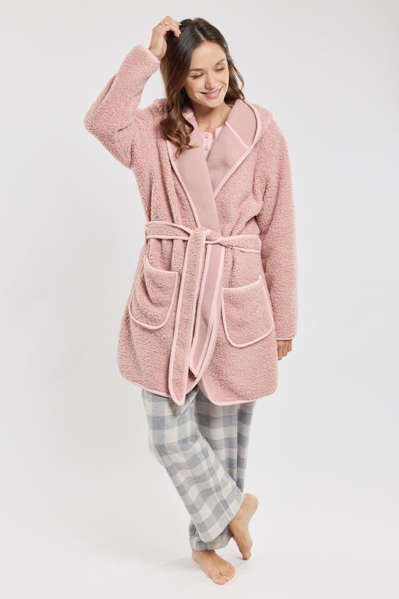 armor-lux-robe-de-chambre-bouclette-capuche-ceinture-2-poches image 1