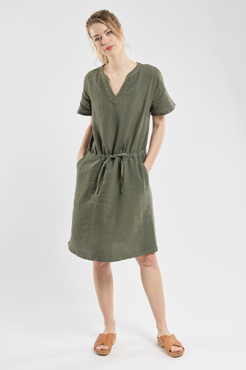 armor-lux-robe-ceintur-e-en-lin-manches-courtes-col-v image 3