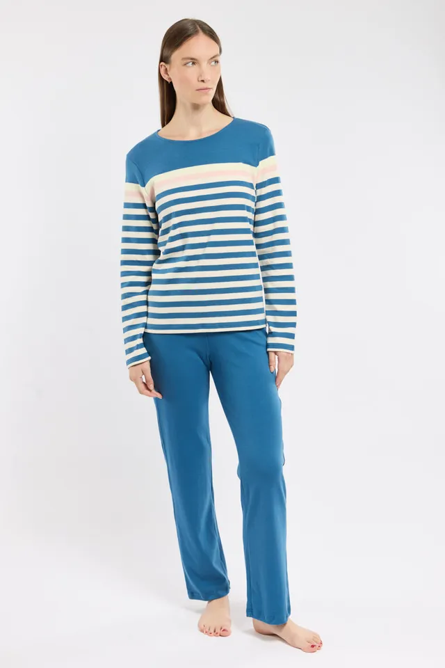 armor-lux-pyjama-femme-manches-longues-ray-coton image 1