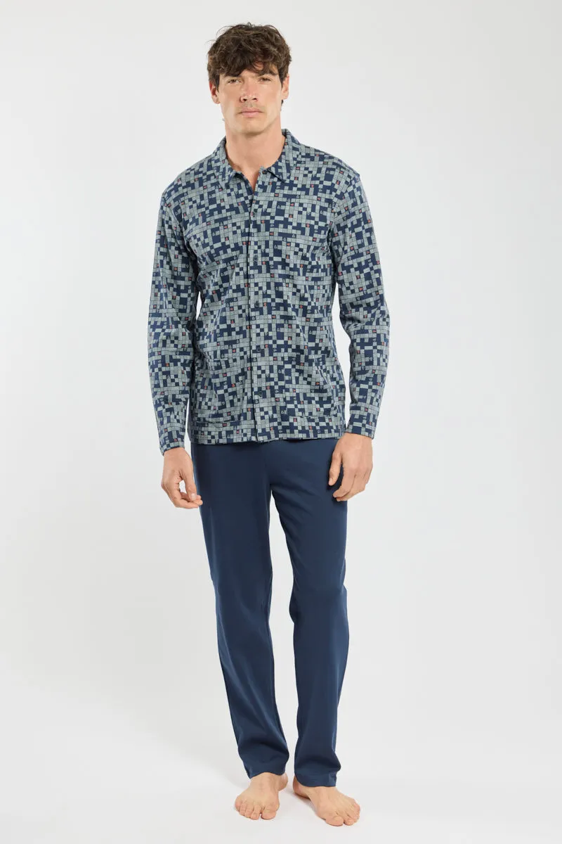 armor-lux-pyjama-ouvert-homme-droit-coton image 1