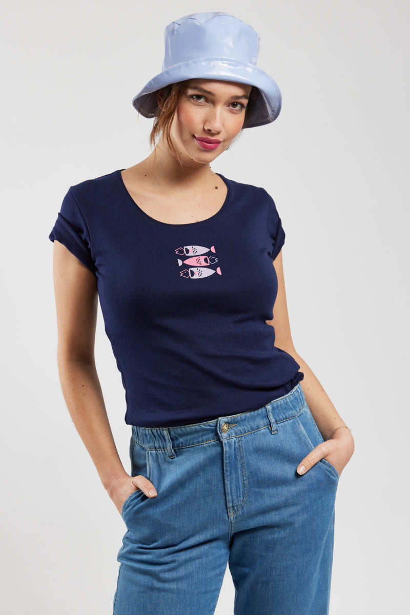 armor-lux-t-shirt-3-poissons-femme-coton-l-ger-col-rond image 4