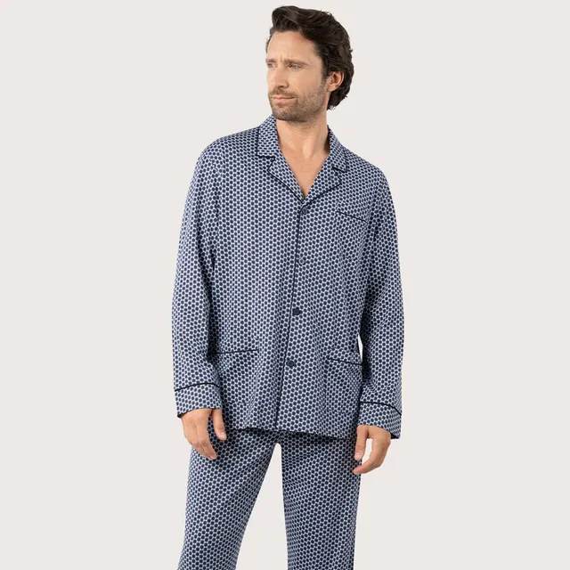 eminence-pyjama-long-ouvert-homme-popeline-coton-5-boutons image 1