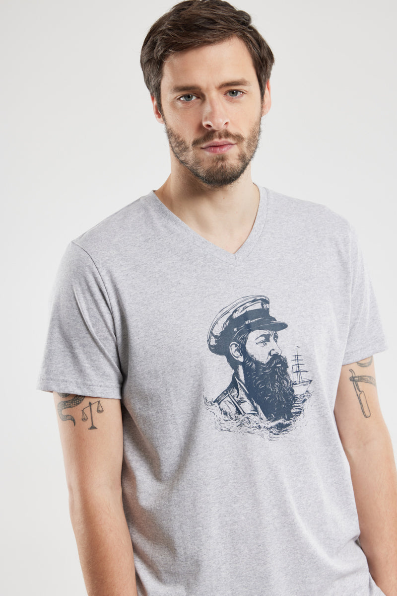 armor-lux-t-shirt-marin-homme-coton-l-ger-col-v image 1