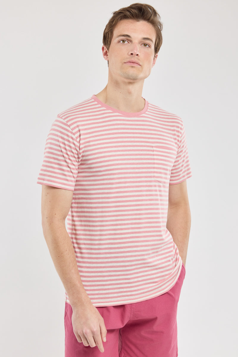 armor-lux-t-shirt-homme-ray-coton-lin-poche-poitrine image 2