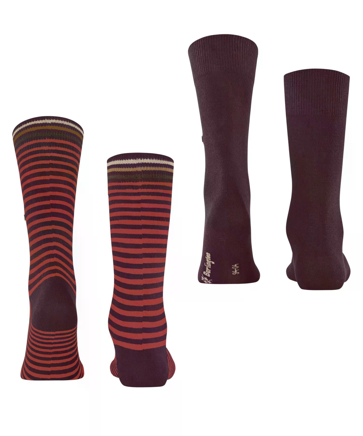 burlington-everyday-stripe-chaussettes-homme-coton-rouge-chianti-8370-40-46-lot- image 2