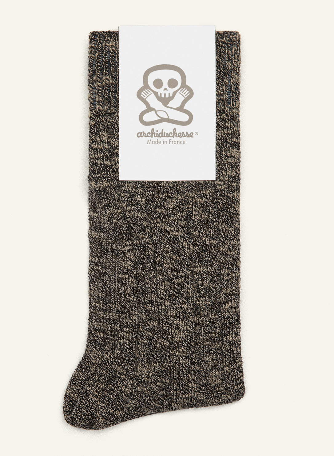 archiduchesse-d-hiver-noir-gris-chaussettes-mi-hautes-chaudes-coton image 6