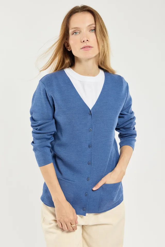 armor-lux-cardigan-col-v-femme-laine-et-acrylique-boutons-sigl-s image 1