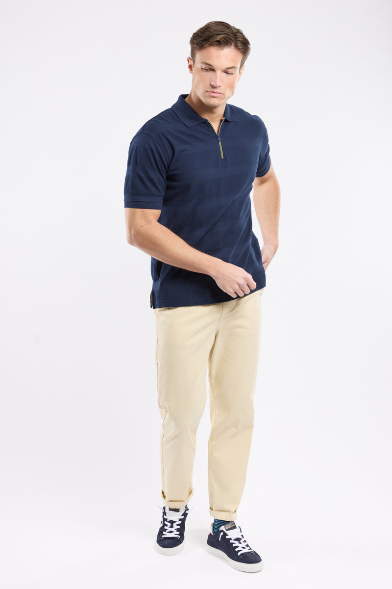 armor-lux-polo-homme-col-zipp-coton-piqu-rayures-ton-sur-ton image 3