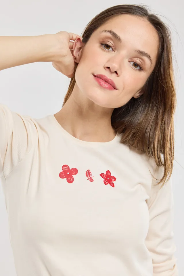 armor-lux-t-shirt-fleurs-femme-manches-longues-coton image 1