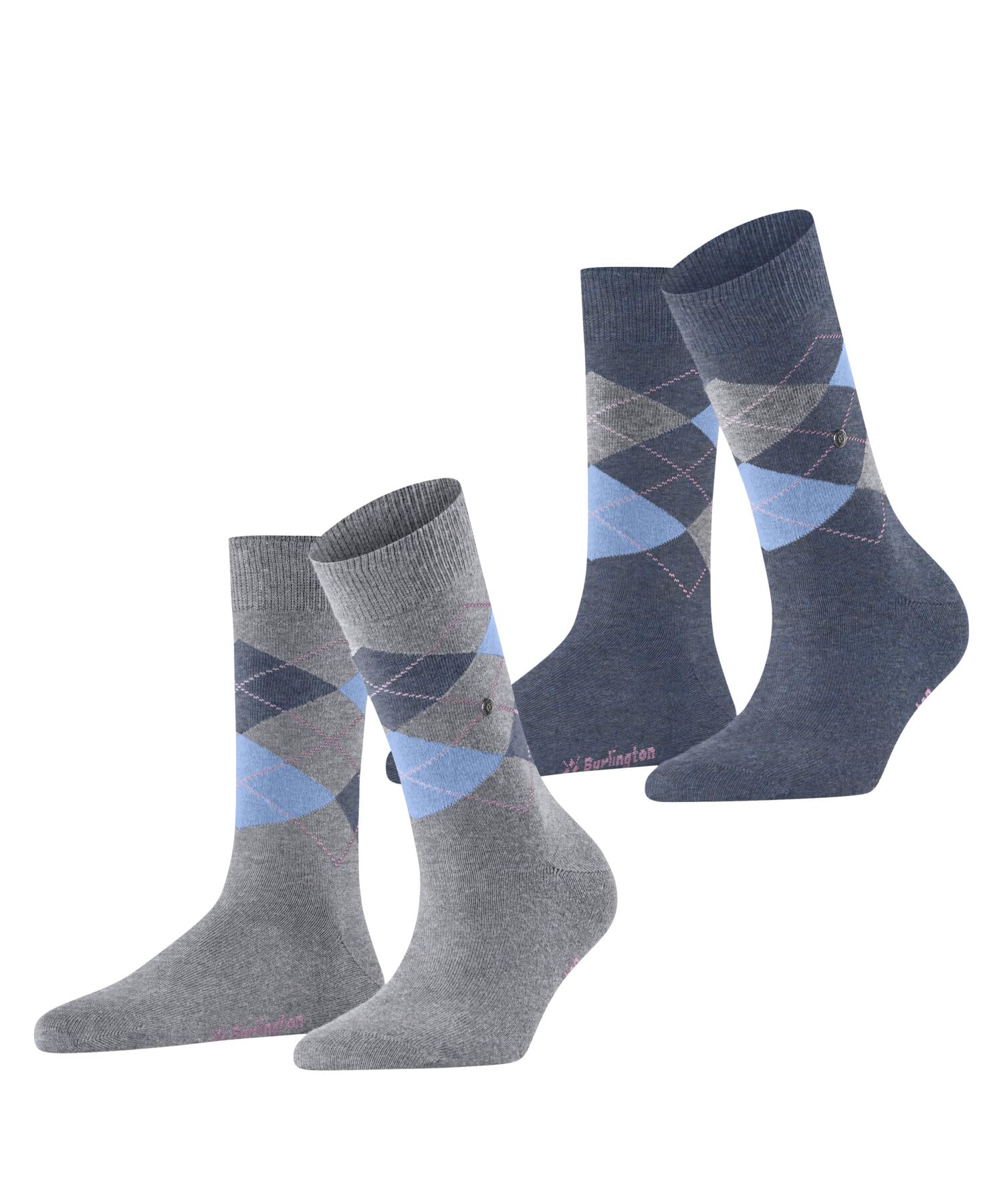 burlington-everyday-argyle-chaussettes-femme-coton-lot-de-2-gris-arctic-36-41 image 1