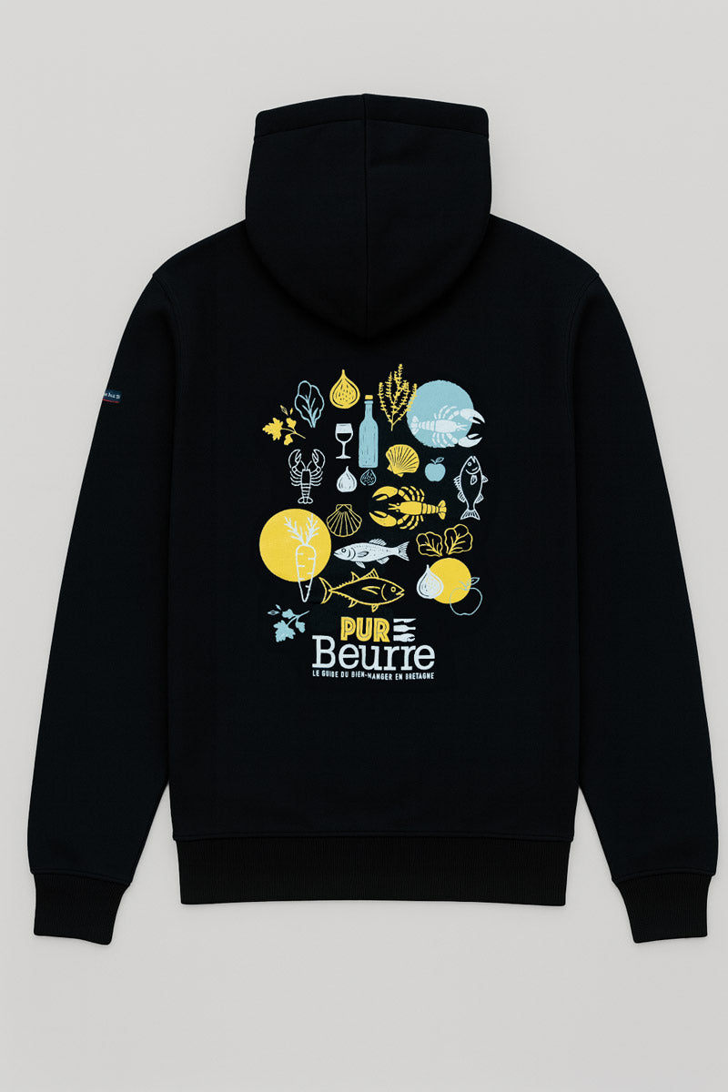 armor-lux-sweat-zipp-mixte-pur-beurre-capuche-poches image 2