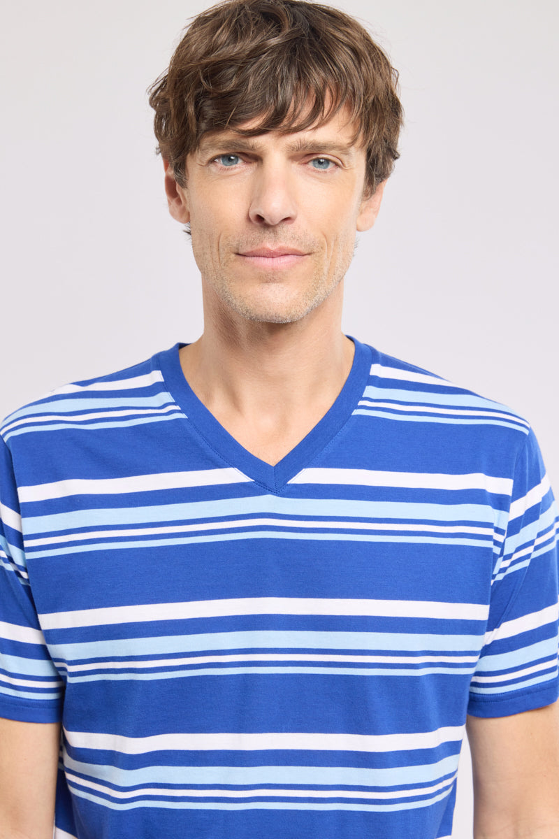 armor-lux-pyjama-short-homme-ensemble-coton-l-ger-col-v image 2