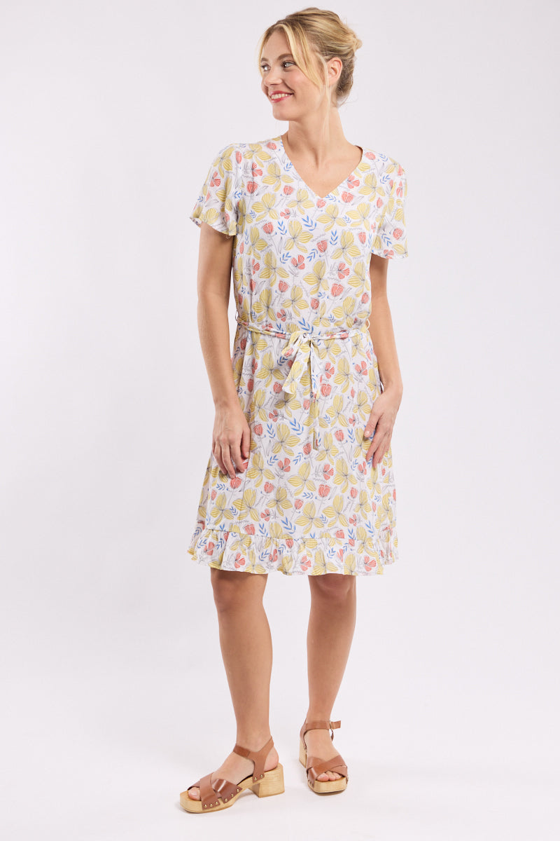 armor-lux-robe-courte-fleurie-cupro-viscose-ceinture-nouer image 4