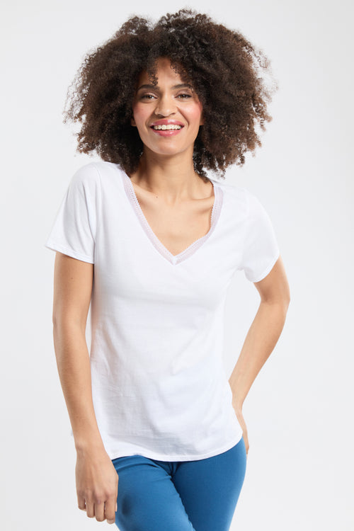 armor-lux-t-shirt-col-v-dentelle-femme-coton-bio-l-ger image 2