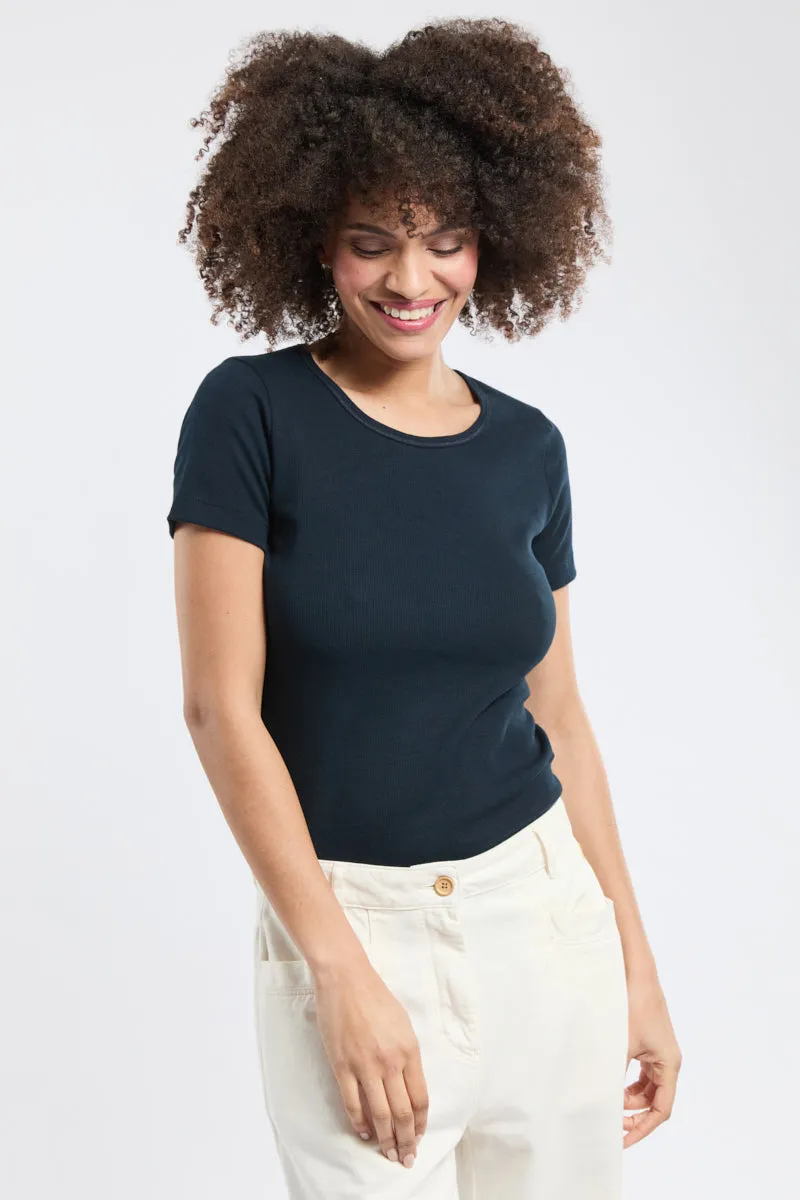 armor-lux-t-shirt-plogoff-femme-coton-col-rond-manches-courtes image 1