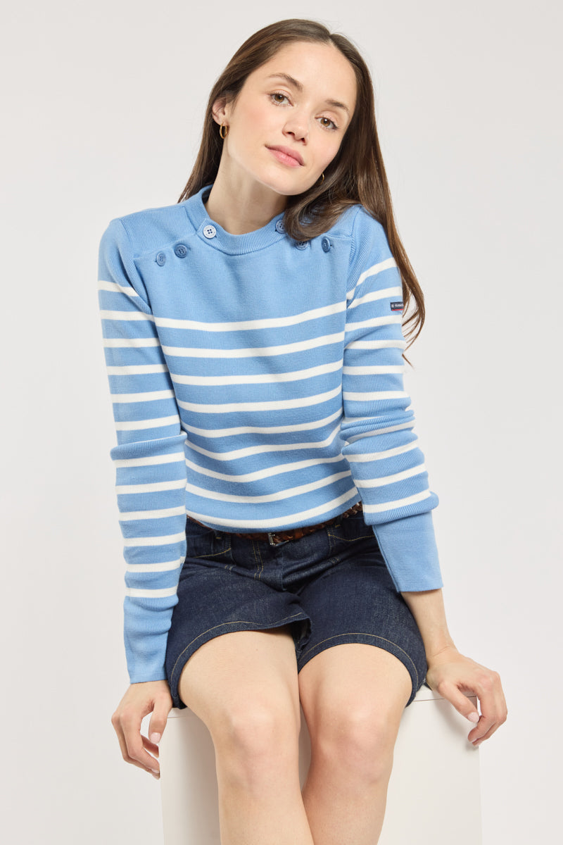 armor-lux-pull-marin-femme-double-boutonnage-coton image 2