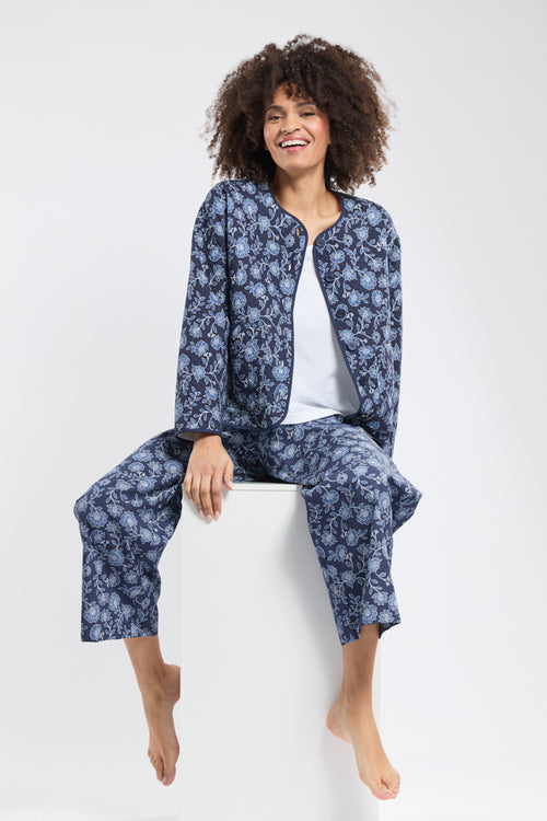 armor-lux-veste-pyjama-femme-matelass-e-fleuri-bleu image 6