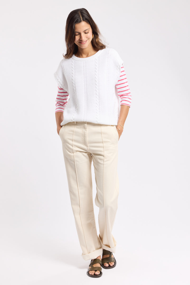 armor-lux-pull-sans-manche-coton-torsades-col-rond image 6